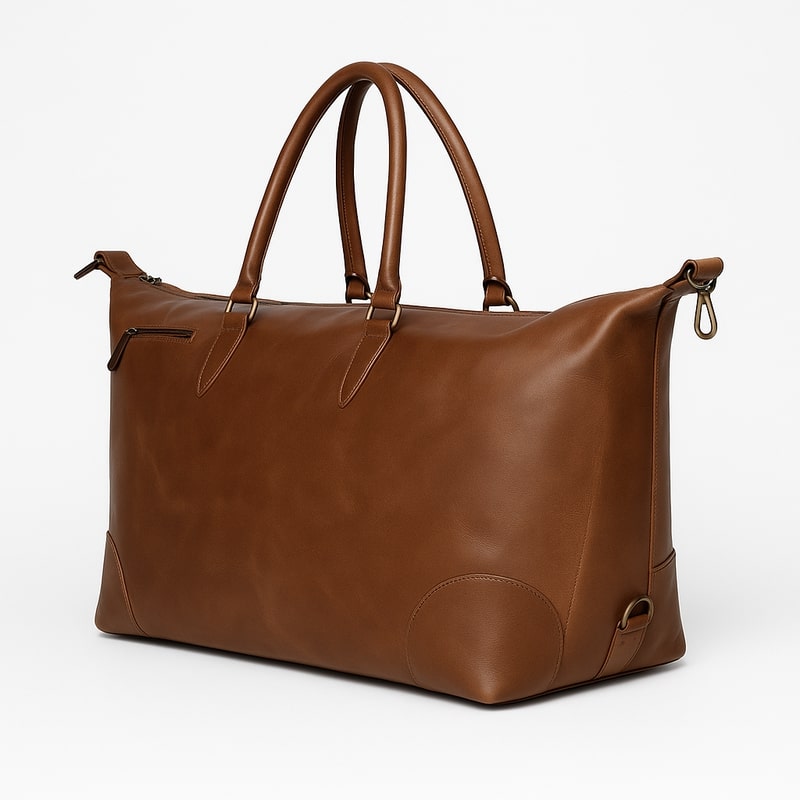 Heritage Tan Leather Weekender Duffle Bag – Handmade Travel Essential