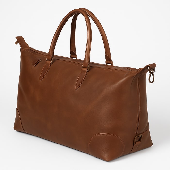 Heritage Tan Leather Weekender Duffle Bag – Handmade Travel Essential