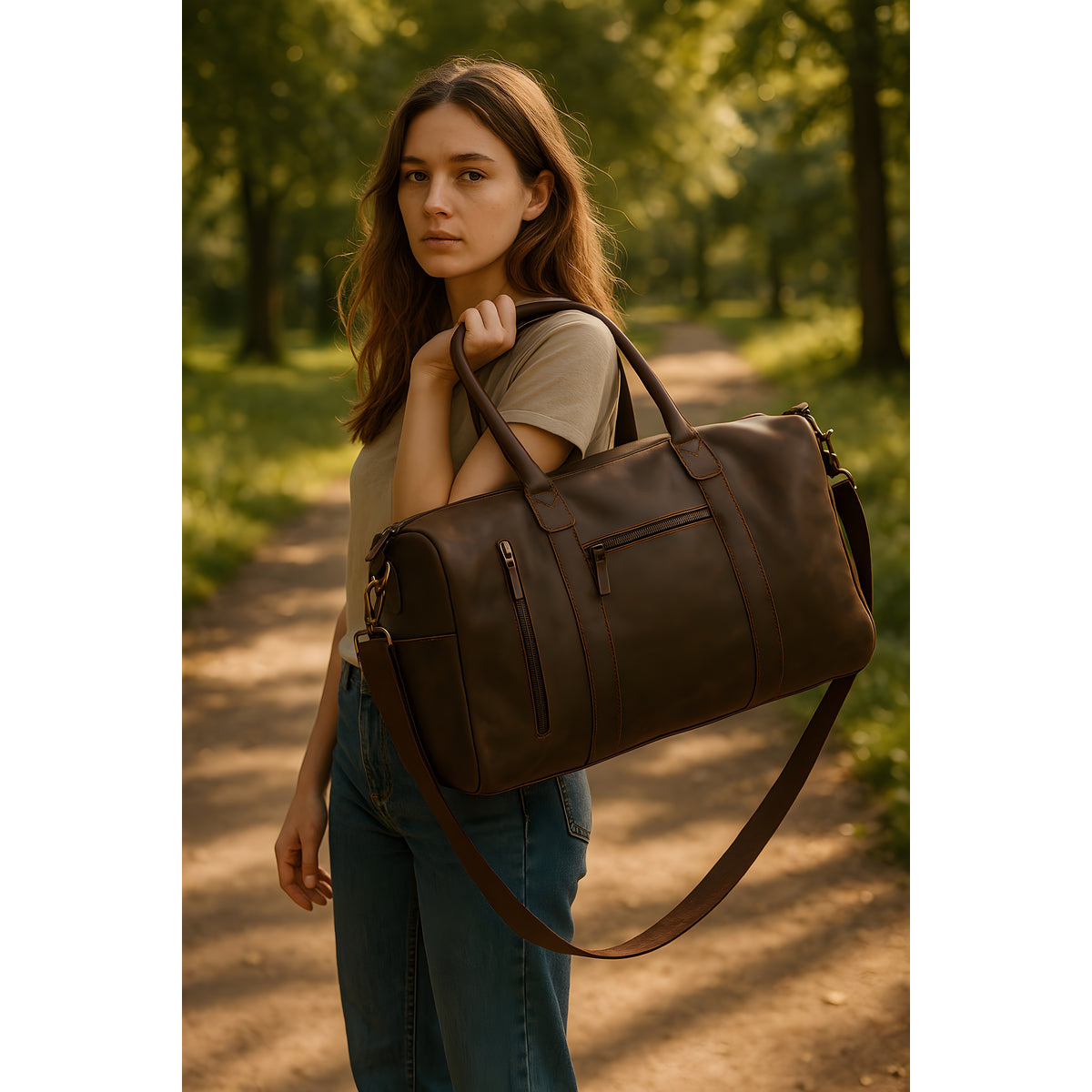 The Voyager – Handmade Leather Duffel Bag for Travel & Weekends