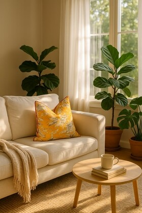 'Blossom Retreat' 100% Handmade Cotton Cushion Cover