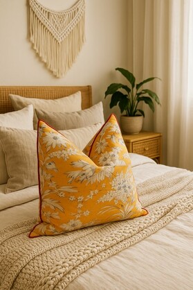 'Blossom Retreat' 100% Handmade Cotton Cushion Cover