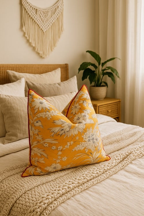 'Blossom Retreat' 100% Handmade Cotton Cushion Cover