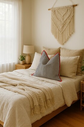 'Blissful Getaway' 100% Handmade Cotton Cushion Cover