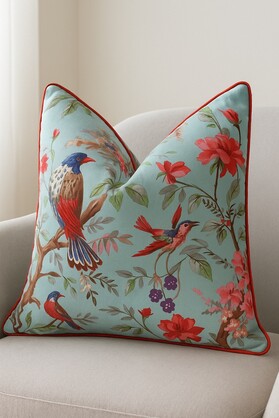 Handmade Cotton Cushion - Winged Bliss Blue Bird Pillow Cover