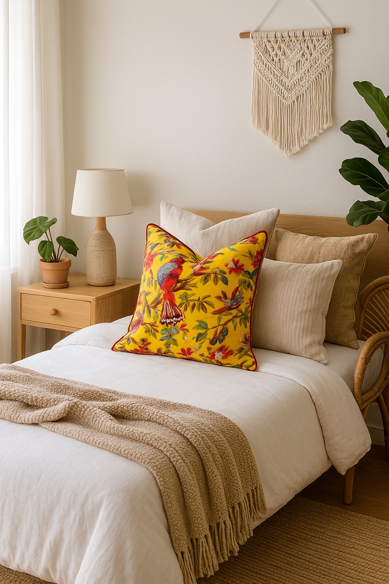 Handmade Cotton Cushion - Floral Oasis Boho Pillow Cover