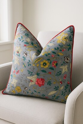Avian Escape Cushion - Artisan Handmade Cotton Decorative Pillow