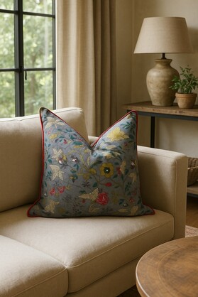 Avian Escape Cushion - Artisan Handmade Cotton Decorative Pillow