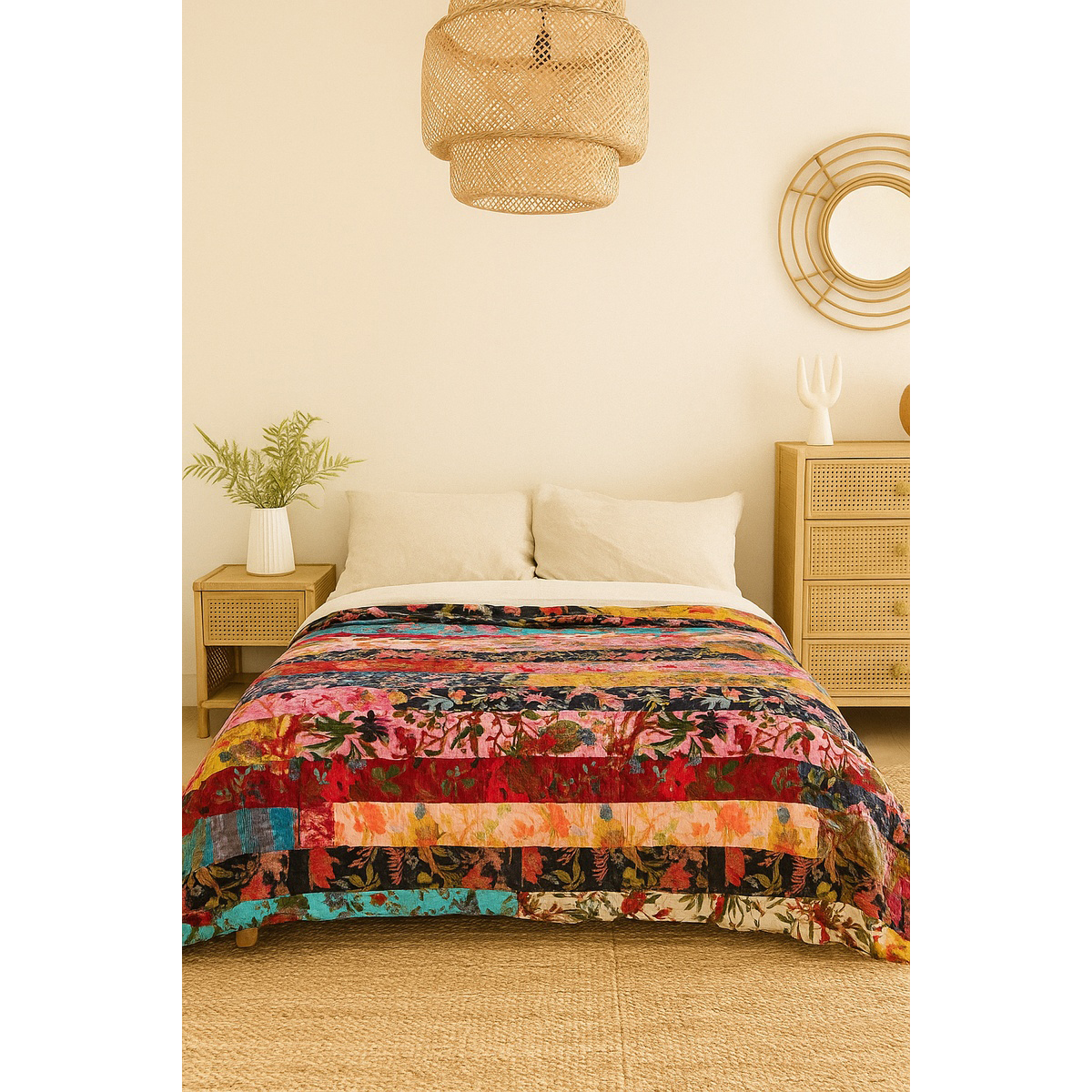 Wholesale Handcrafted Patchwork Velvet Quilt - Luxury Upcycled Boho ...