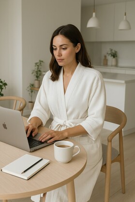 White Waffle Cotton Kimono Robe - Handmade Spa, Home & Travel Robe