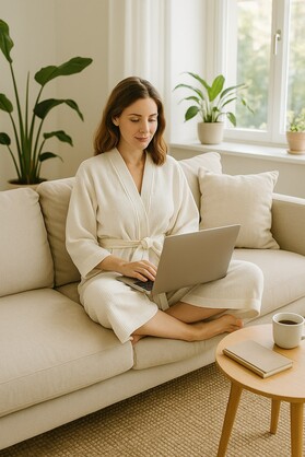 White Waffle Cotton Kimono Robe - Handmade Spa, Home & Travel Robe