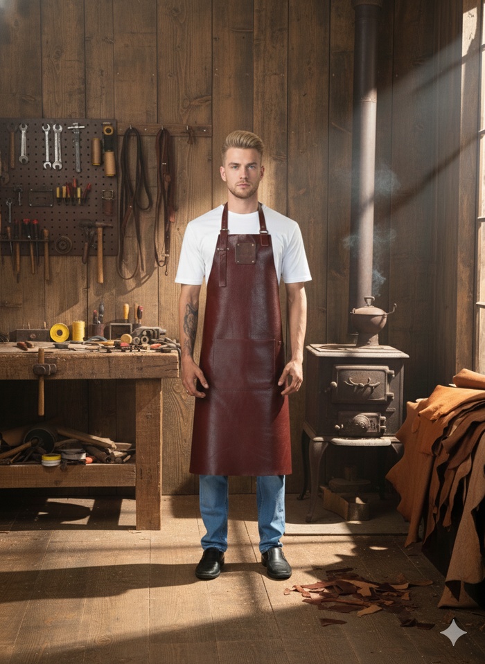 Classic Chestnut Leather Apron Handmade & Durable