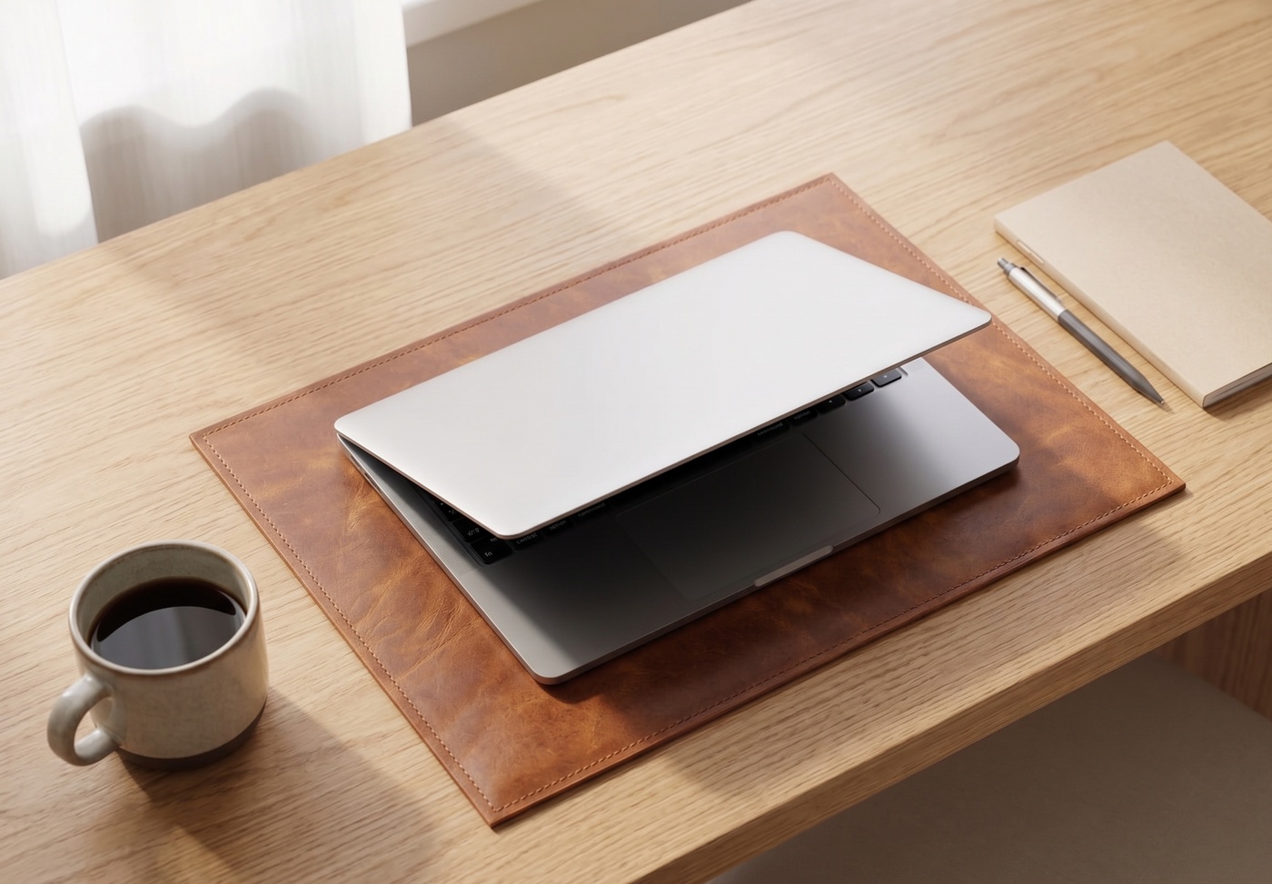 Luxury Brown Leather Desk Mat & Placemat for Office & Dining