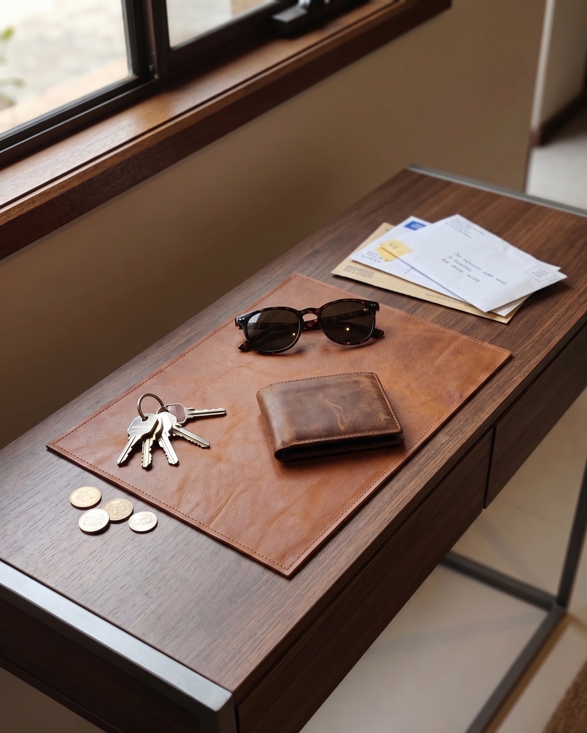 Luxury Brown Leather Desk Mat & Placemat for Office & Dining