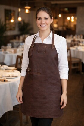 Brown Espresso Leather Apron - Signature Premium Work Apron