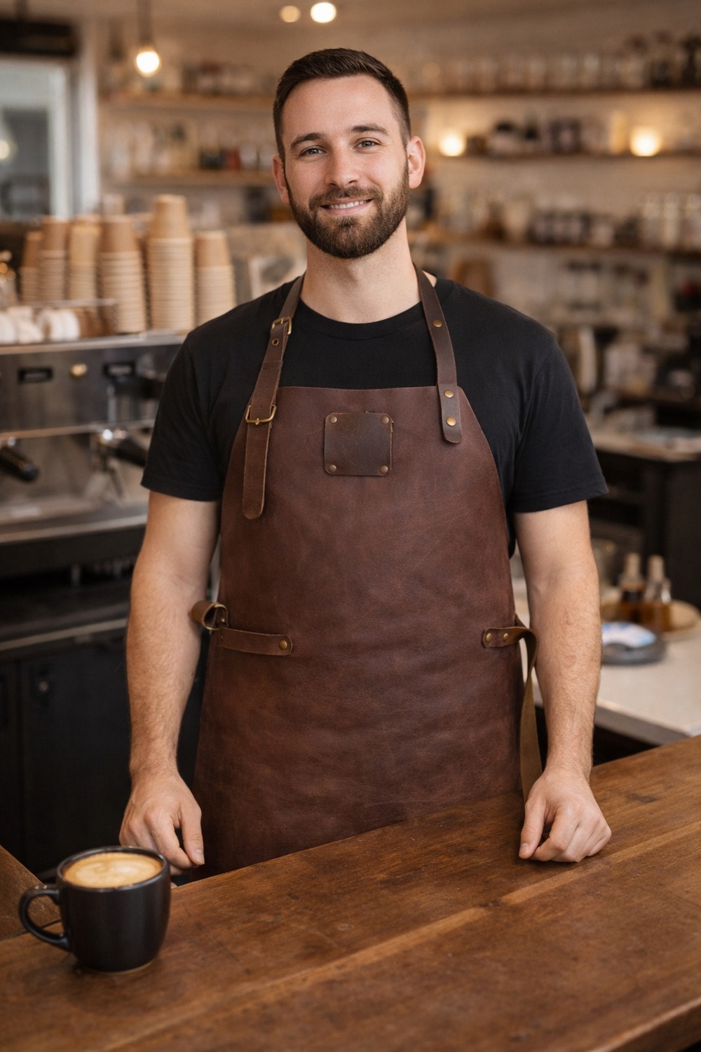 Brown Espresso Leather Apron - Signature Premium Work Apron