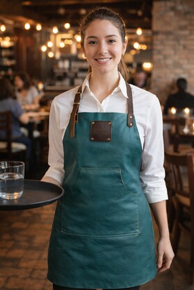 Premium Ocean Teal Leather Apron - Signature Work Apron