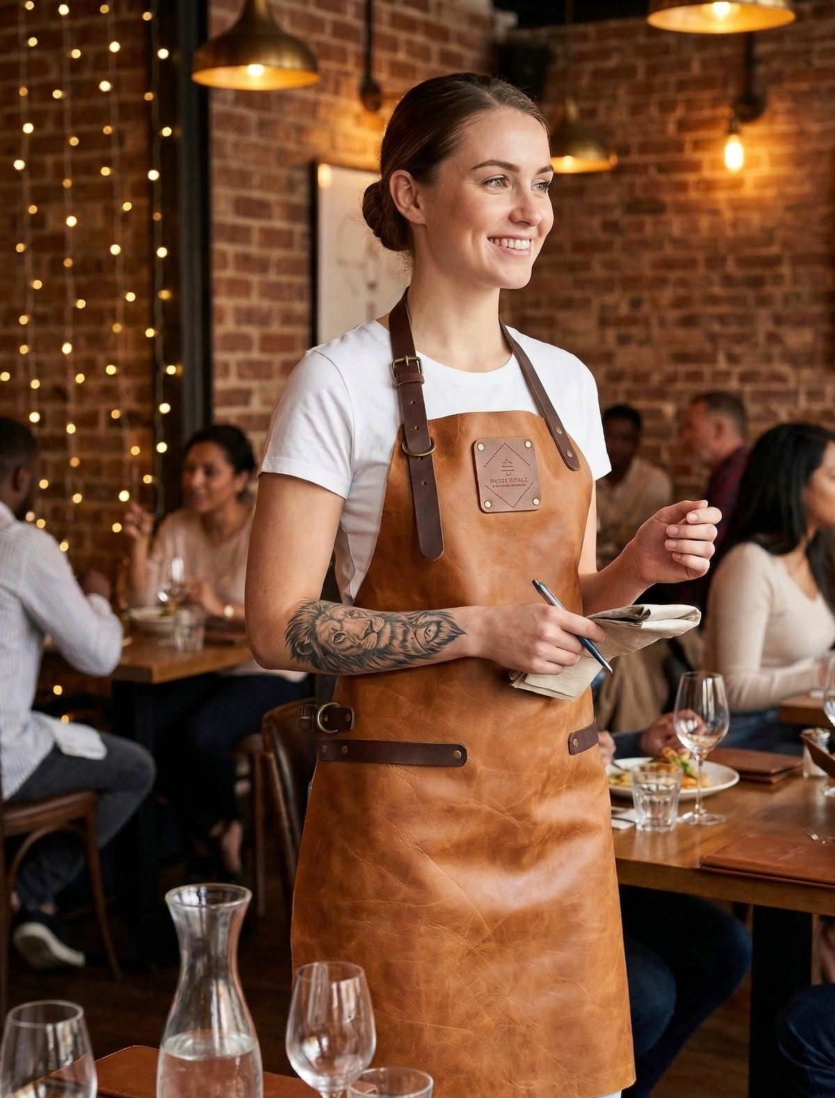 Brown Saddle Leather Apron - Vintage Signature Premium Work Apron