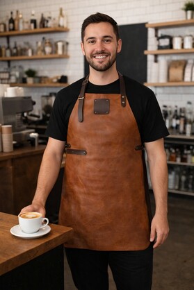 Brown Saddle Leather Apron - Vintage Signature Premium Work Apron