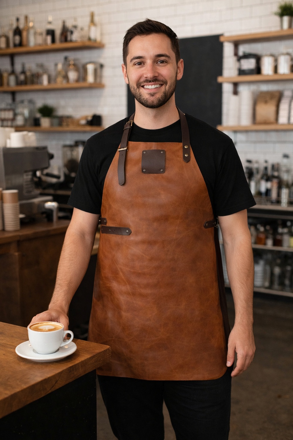 Brown Saddle Leather Apron - Vintage Signature Premium Work Apron