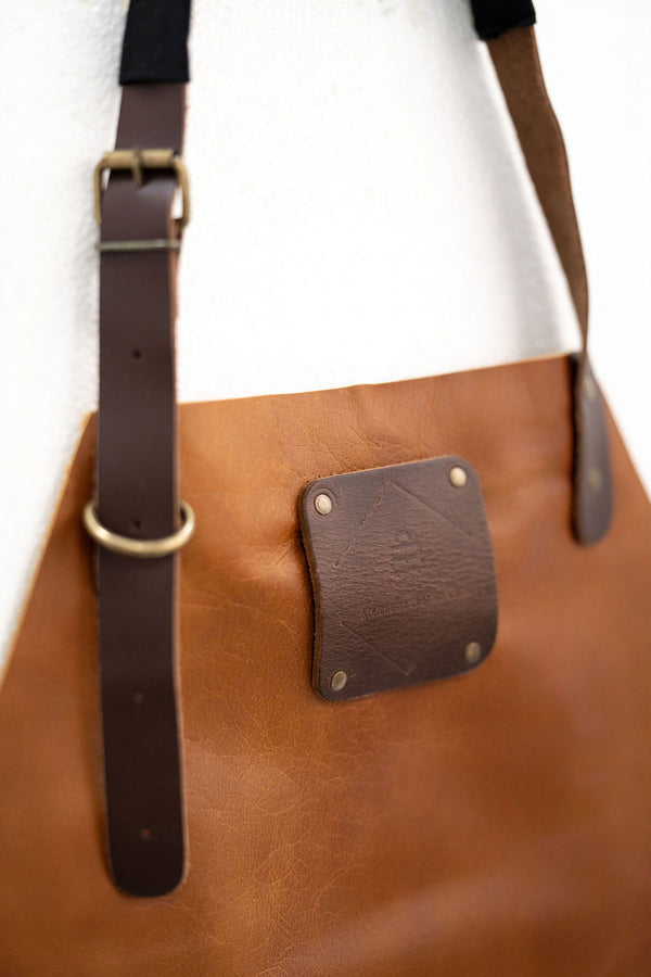 Brown Saddle Leather Apron - Vintage Signature Premium Work Apron