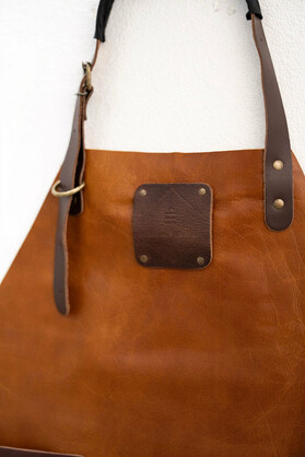 Brown Saddle Leather Apron - Vintage Signature Premium Work Apron