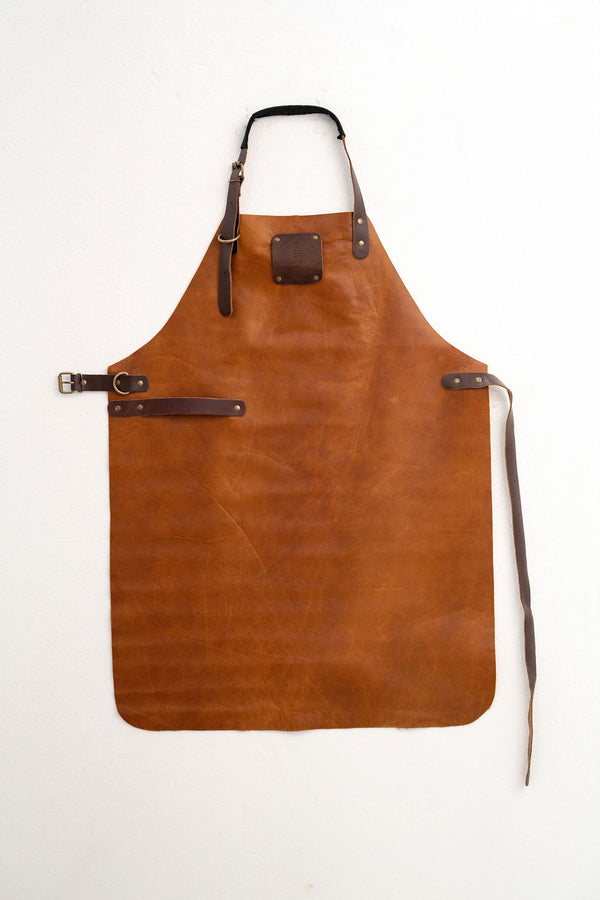 Brown Saddle Leather Apron - Vintage Signature Premium Work Apron