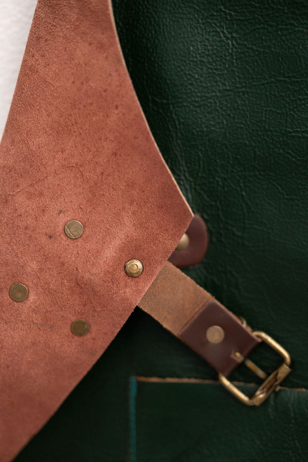 Premium Forest Green Leather Apron - Signature Work Apron 80x60 cm
