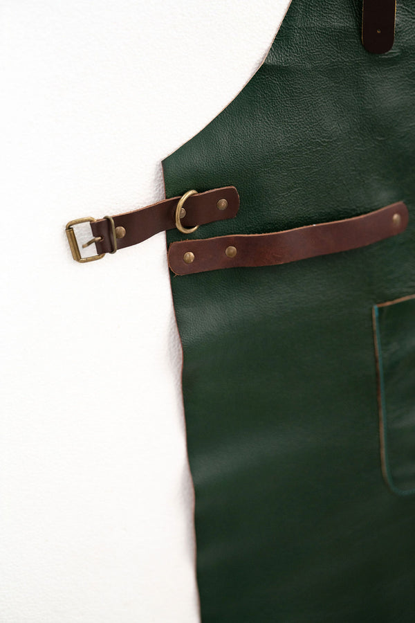 Premium Forest Green Leather Apron - Signature Work Apron 80x60 cm