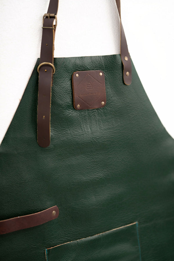 Premium Forest Green Leather Apron - Signature Work Apron 80x60 cm