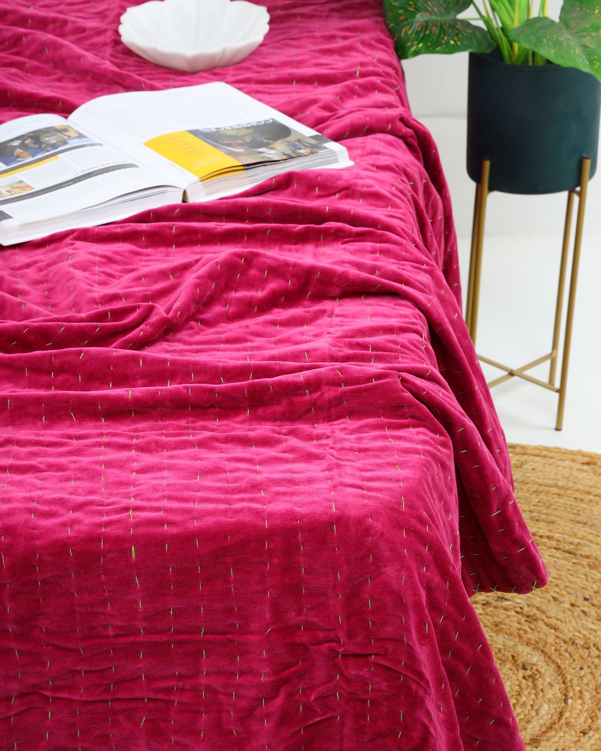 Linen Connections Handmade Printed Quilt Double Bohemian Boho Velvet Bedspread
