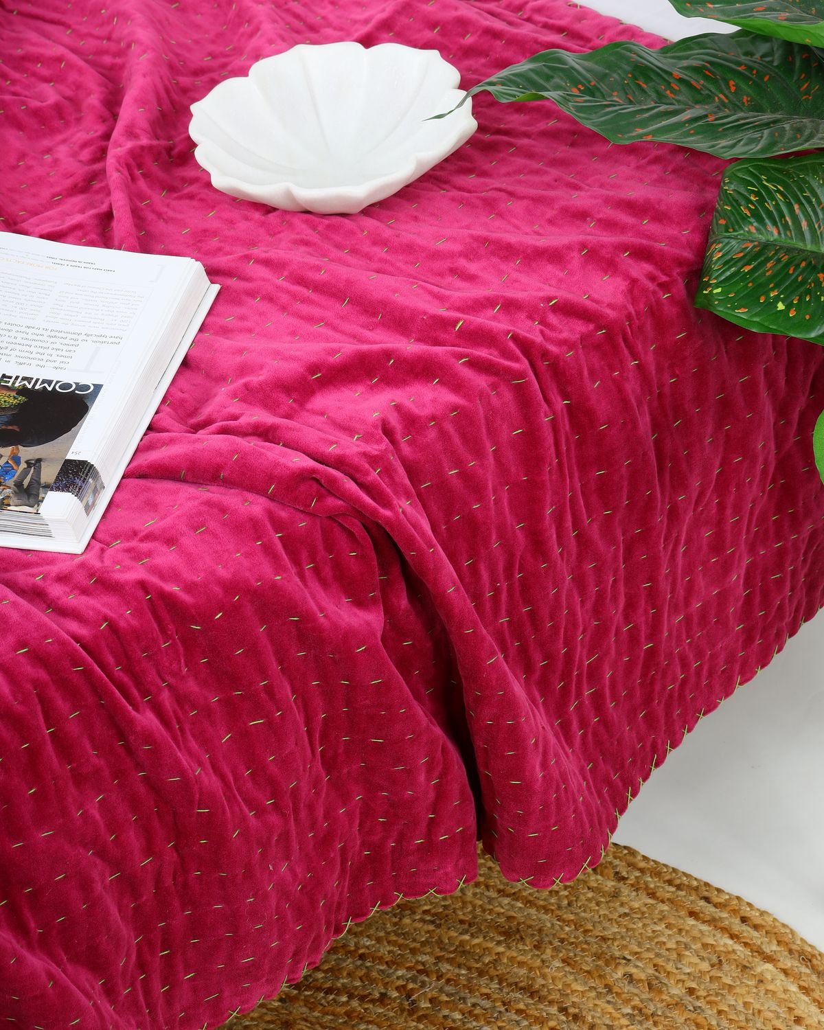 Linen Connections Handmade Printed Quilt Double Bohemian Boho Velvet Bedspread
