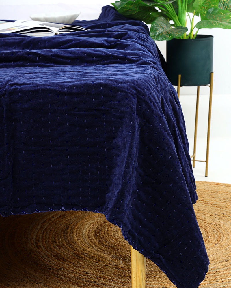 Linen Connections Block Print Quilt Bedspread Bohemian Boho Velvet Handmade