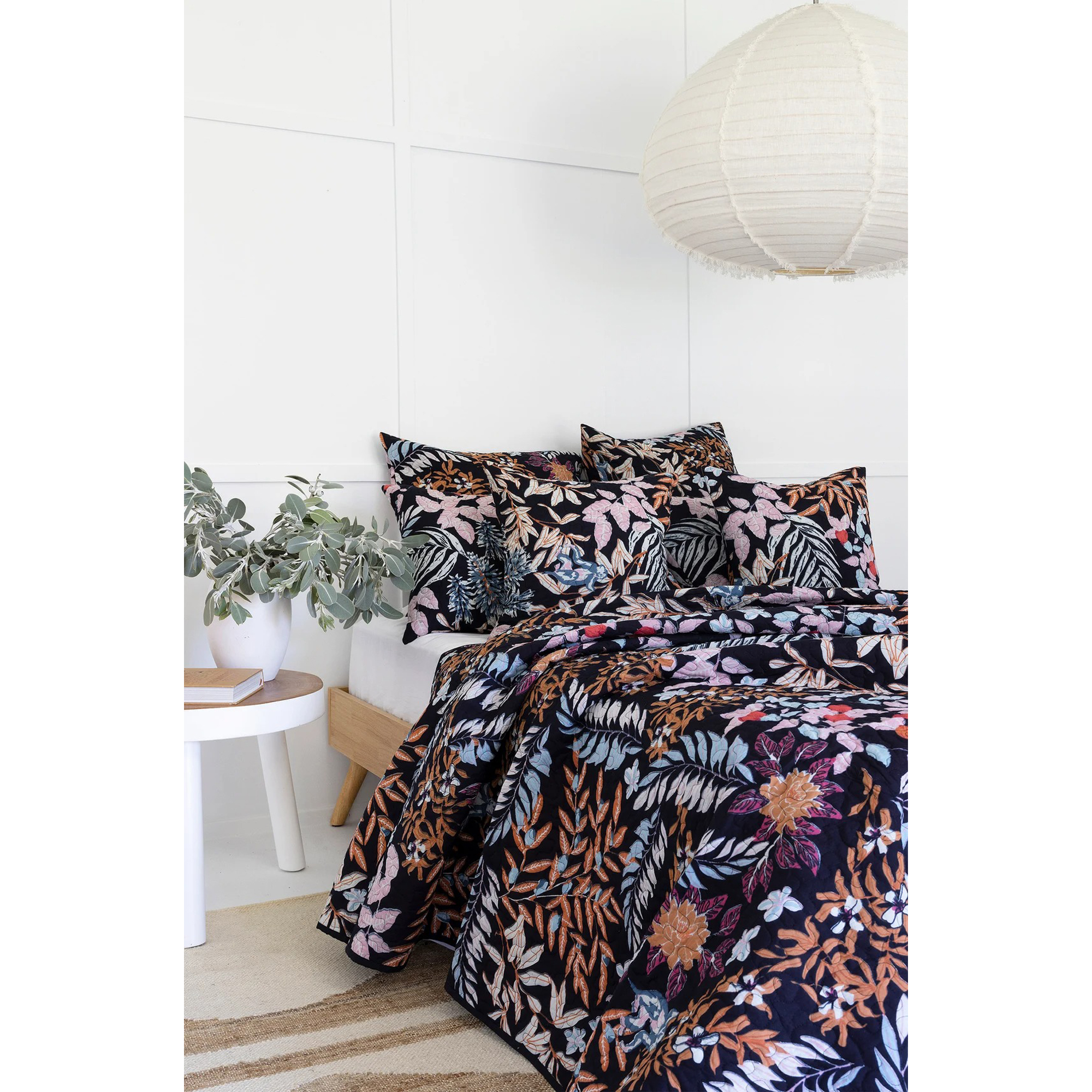 Floral Cotton Quilt Throw Bedspread Block Print Quilt Indian Quilt Comforter Duvet Cover Quilt Gift - Black Cherry Monkey-QT09