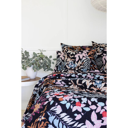 Floral Cotton Quilt Throw Bedspread Block Print Quilt Indian Quilt Comforter Duvet Cover Quilt Gift - Black Cherry Monkey-QT09