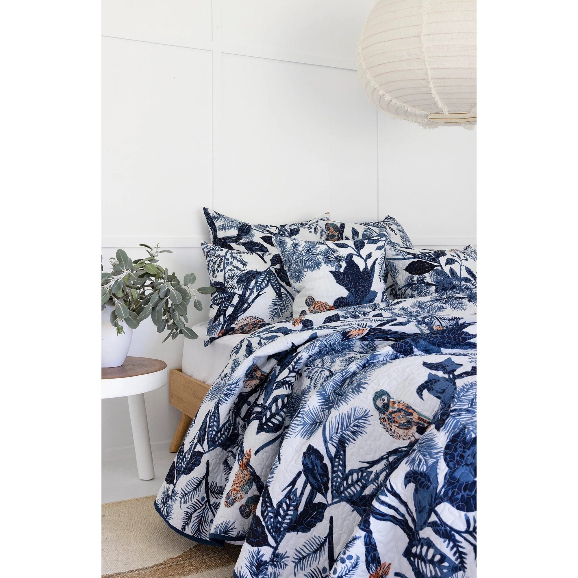 Floral Cotton Quilt Throw Bedspread Block Print Quilt Indian Quilt Comforter Duvet Cover Quilt Gift - Blue Owl-QT06