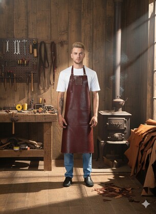 Classic Chestnut Leather Apron - Handmade & Durable
