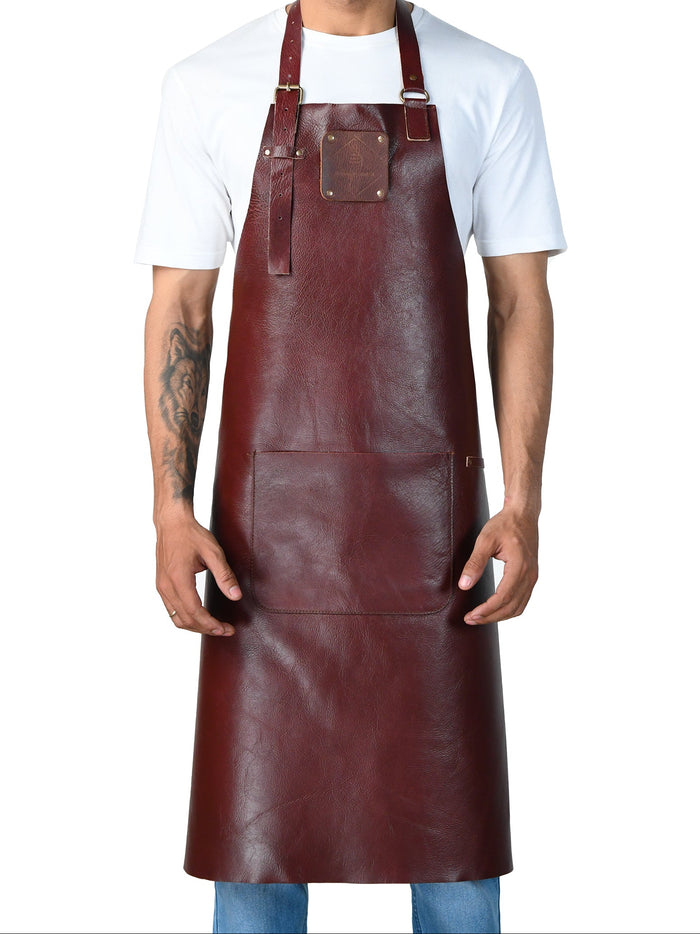 Classic Chestnut Leather Apron - Handmade & Durable