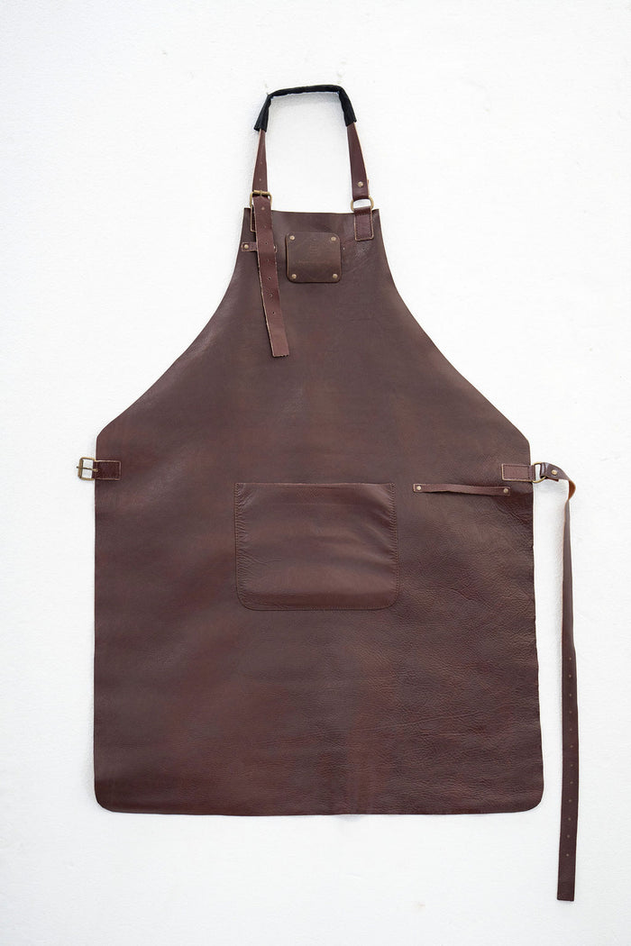 Classic Chestnut Leather Apron - Handmade & Durable