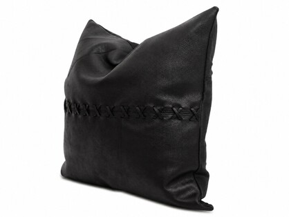 Tan Leather Cushion Cover - Black Crosses
