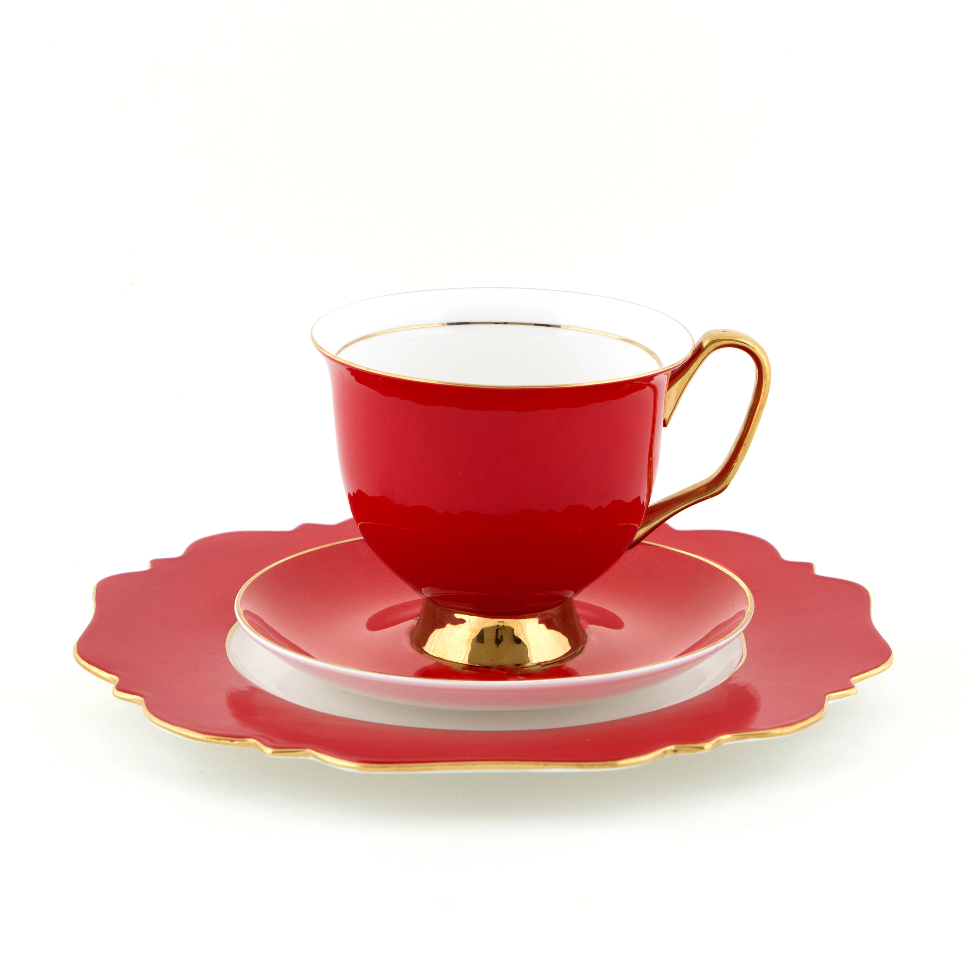 XL Red Teacup and Saucer