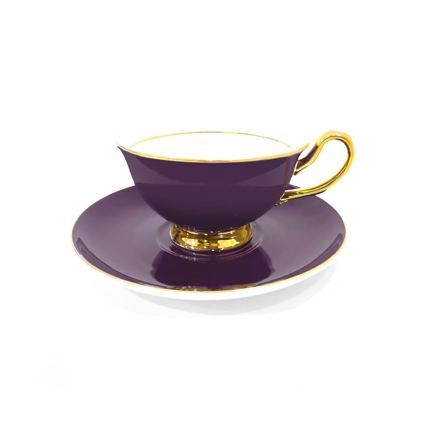 Aubergine Teacup and Saucer