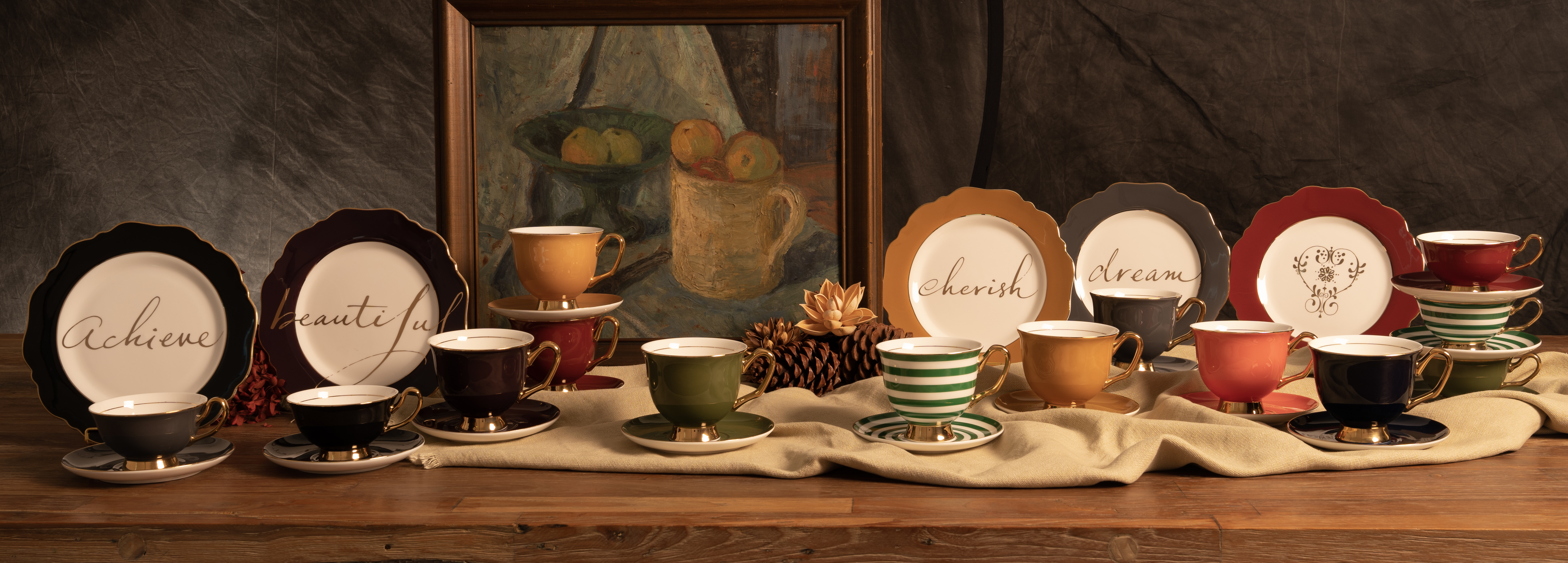 Aubergine Teacup and Saucer