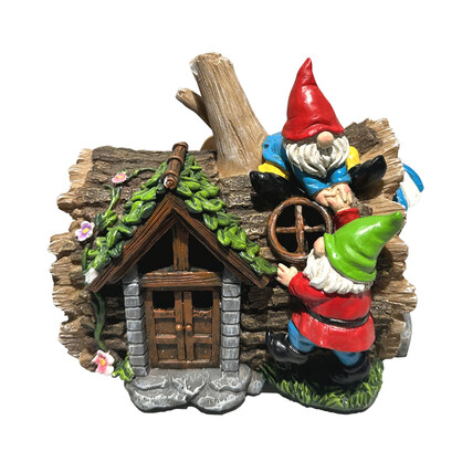 Solar Log House w/Gnomes