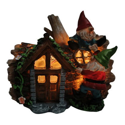 Solar Log House w/Gnomes
