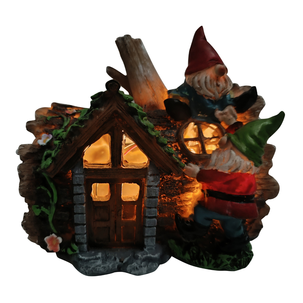 Solar Log House w/Gnomes