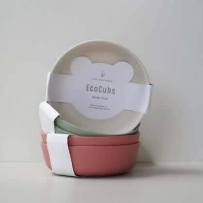 EcoCubs Bamboo Bowl Set. 100% Plant-based. Natural White