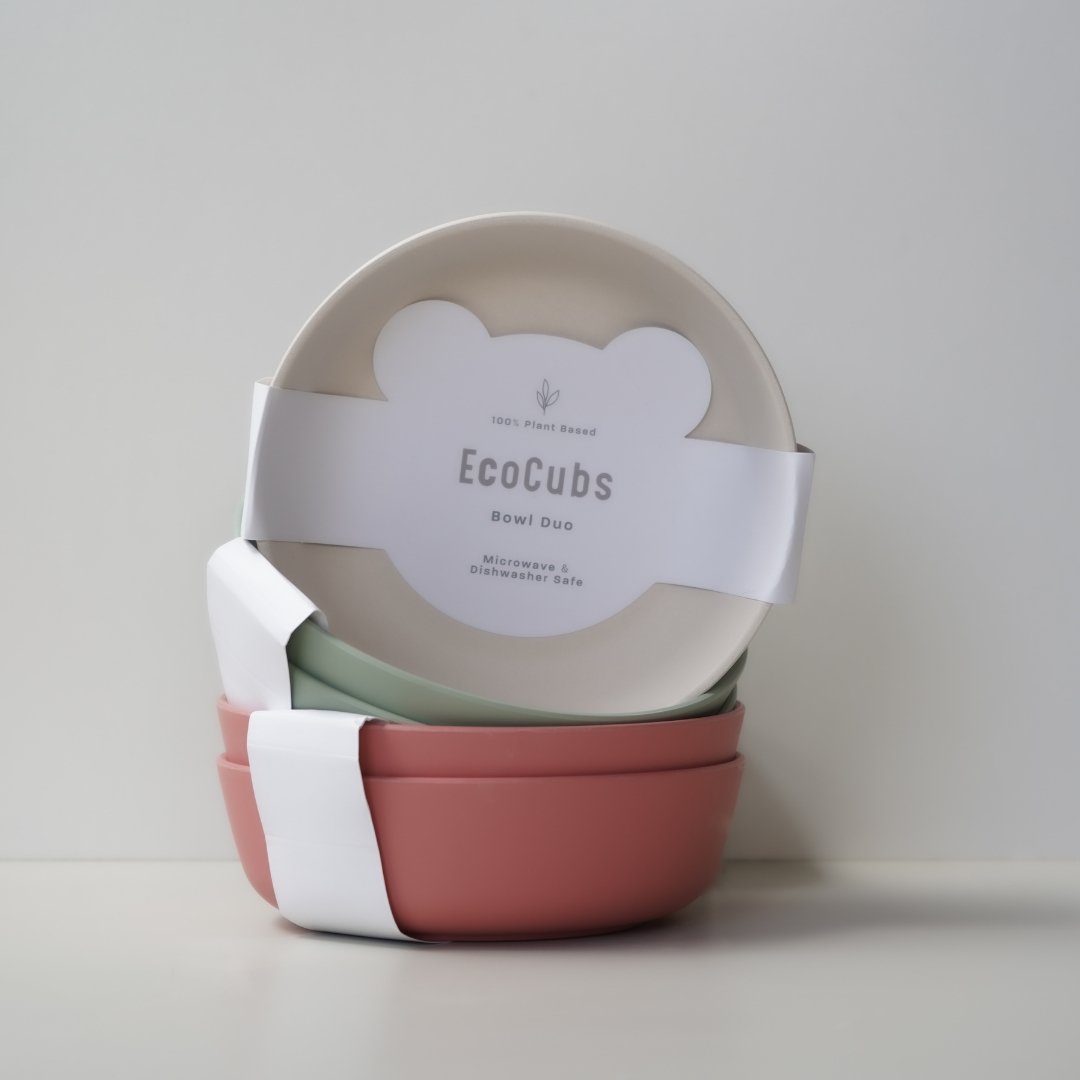 EcoCubs Bamboo Bowl Set. 100% Plant-based. Natural White
