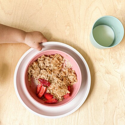 EcoCubs  Bamboo Bowl Set. 100% Plant-based. Pink Clay