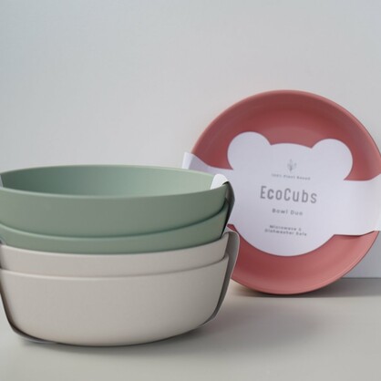 EcoCubs  Bamboo Bowl Set. 100% Plant-based. Pink Clay