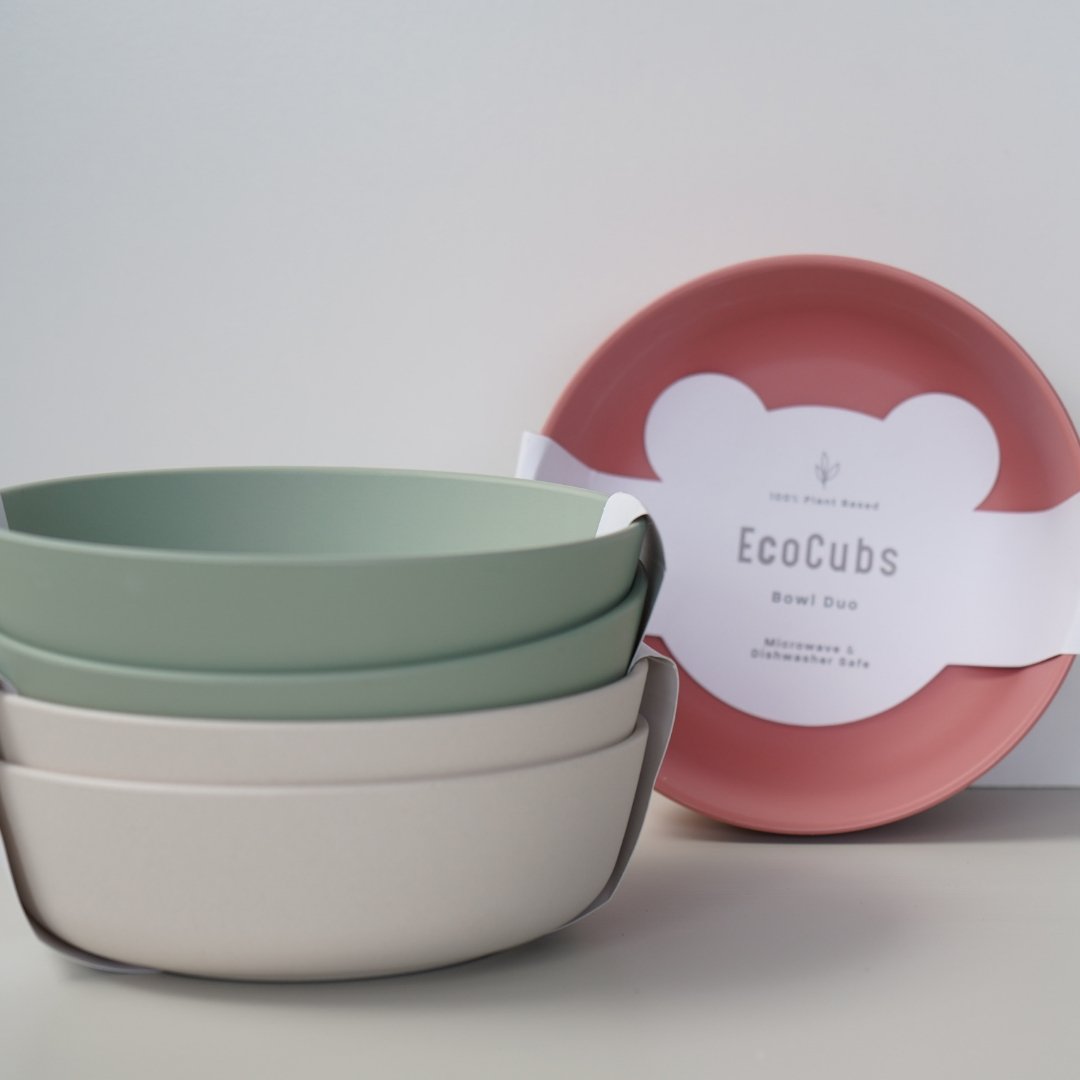 EcoCubs  Bamboo Bowl Set. 100% Plant-based. Pink Clay